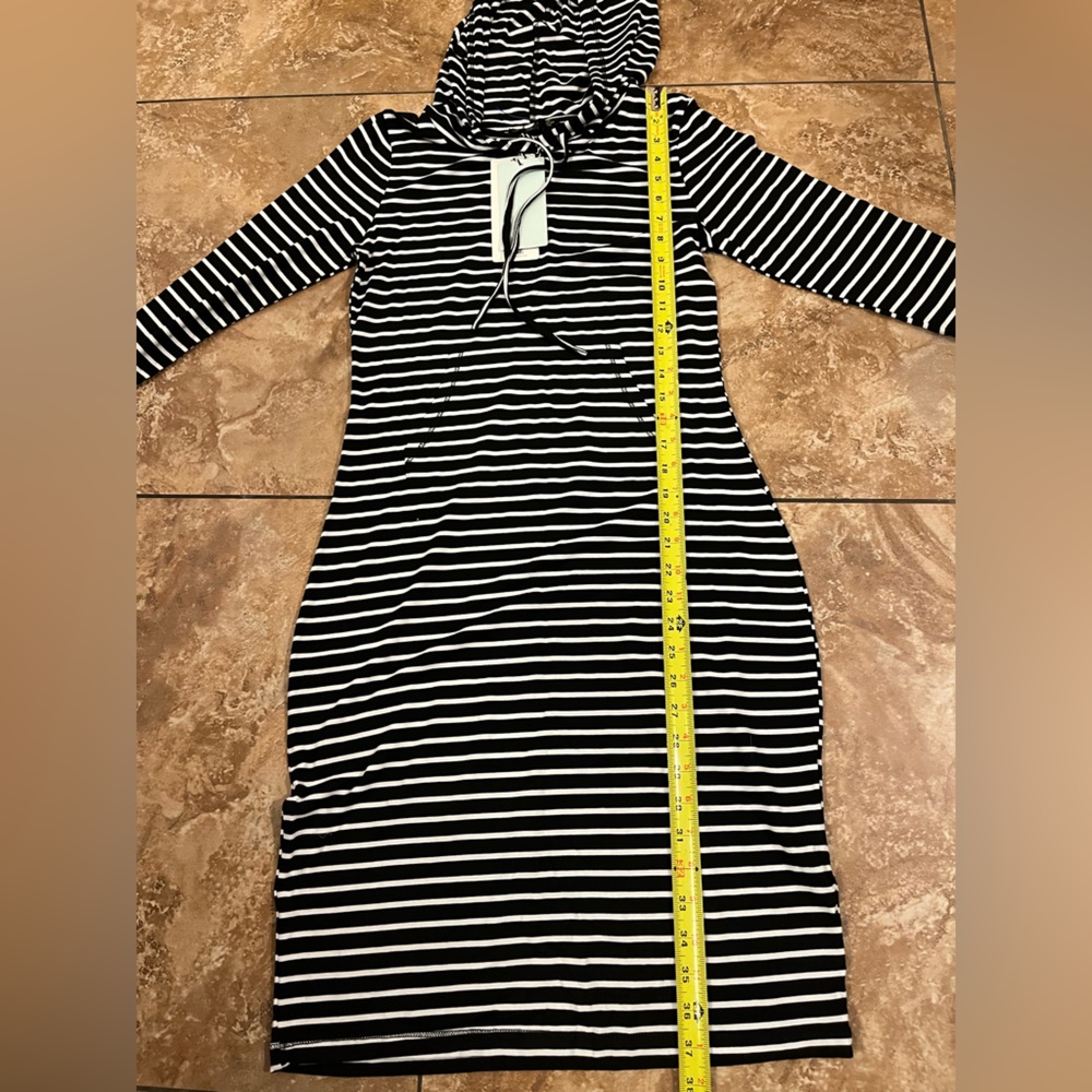🆕 Iris Los Angeles hoodie dress long-sleeved bodycon midi drawstring neckline L - Picture 7 of 10